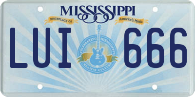 MS license plate LUI666