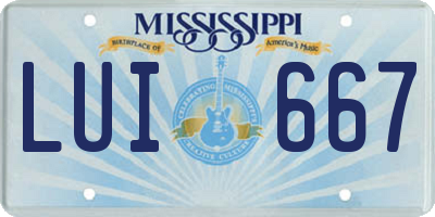 MS license plate LUI667