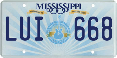 MS license plate LUI668
