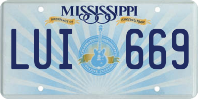 MS license plate LUI669