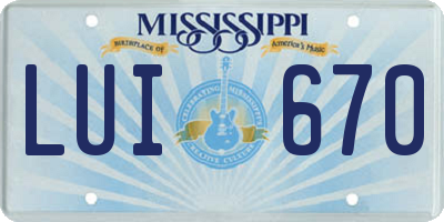 MS license plate LUI670