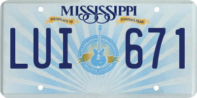 MS license plate LUI671