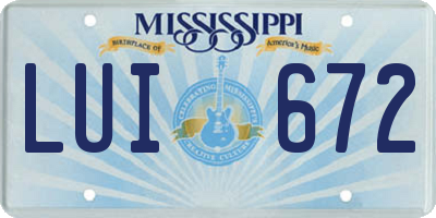 MS license plate LUI672
