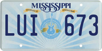 MS license plate LUI673