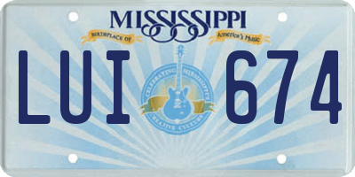 MS license plate LUI674