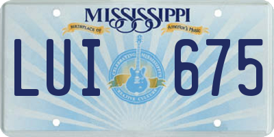MS license plate LUI675