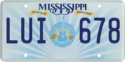 MS license plate LUI678