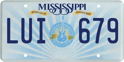 MS license plate LUI679