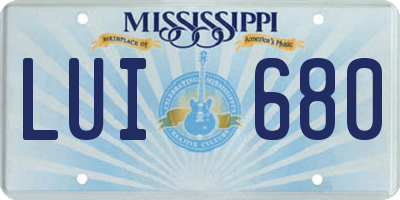 MS license plate LUI680