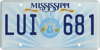 MS license plate LUI681