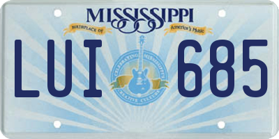 MS license plate LUI685