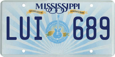 MS license plate LUI689