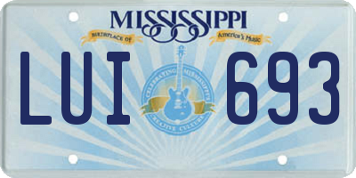 MS license plate LUI693