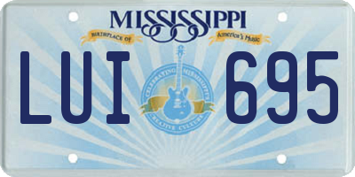 MS license plate LUI695