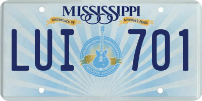 MS license plate LUI701
