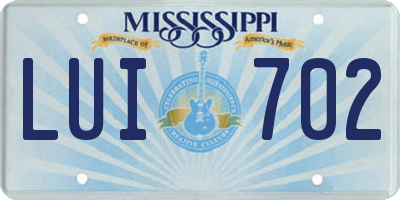 MS license plate LUI702