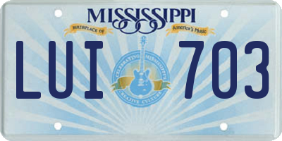 MS license plate LUI703
