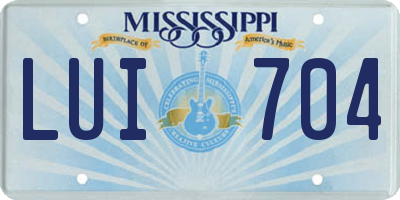 MS license plate LUI704