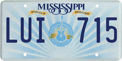 MS license plate LUI715