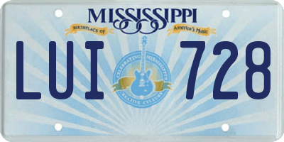 MS license plate LUI728