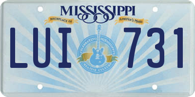 MS license plate LUI731