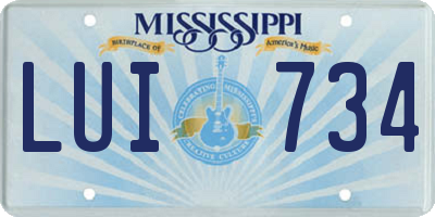 MS license plate LUI734