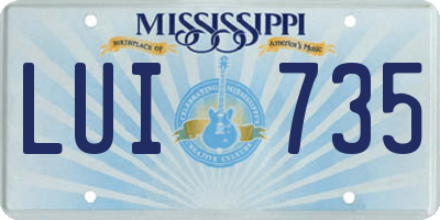 MS license plate LUI735