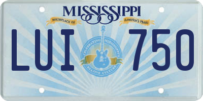 MS license plate LUI750