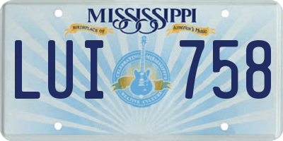 MS license plate LUI758