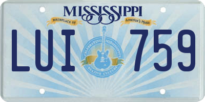 MS license plate LUI759