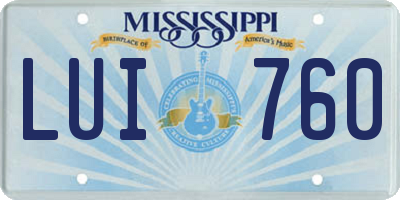 MS license plate LUI760