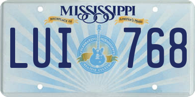 MS license plate LUI768