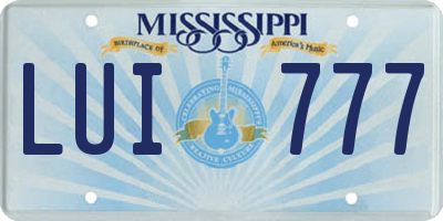 MS license plate LUI777