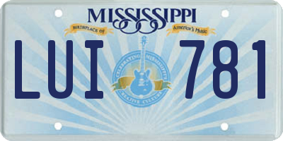 MS license plate LUI781