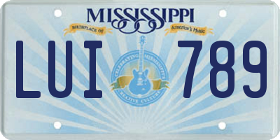 MS license plate LUI789