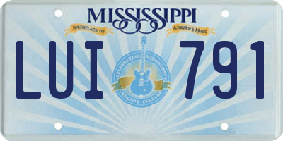 MS license plate LUI791