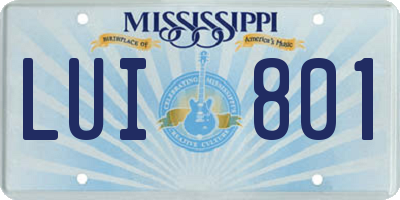 MS license plate LUI801