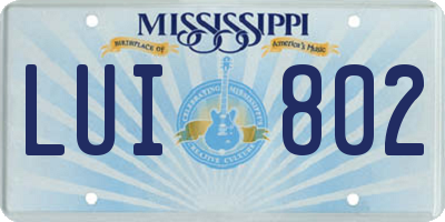 MS license plate LUI802