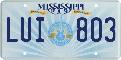 MS license plate LUI803