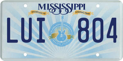 MS license plate LUI804