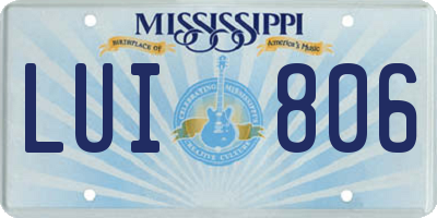 MS license plate LUI806