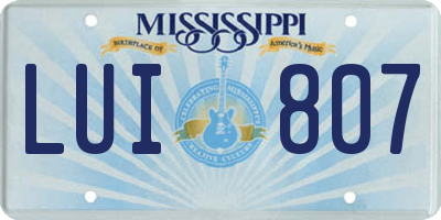 MS license plate LUI807