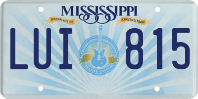 MS license plate LUI815