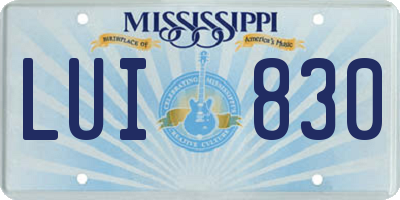 MS license plate LUI830