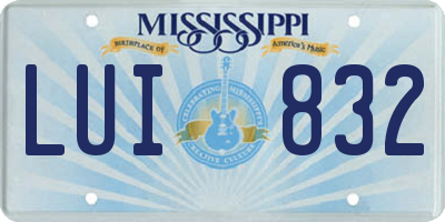 MS license plate LUI832