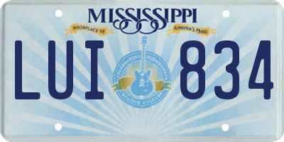MS license plate LUI834
