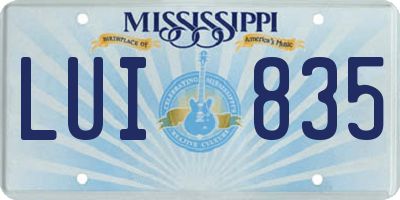 MS license plate LUI835
