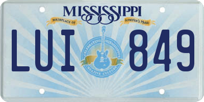 MS license plate LUI849