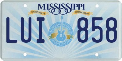 MS license plate LUI858