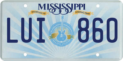 MS license plate LUI860